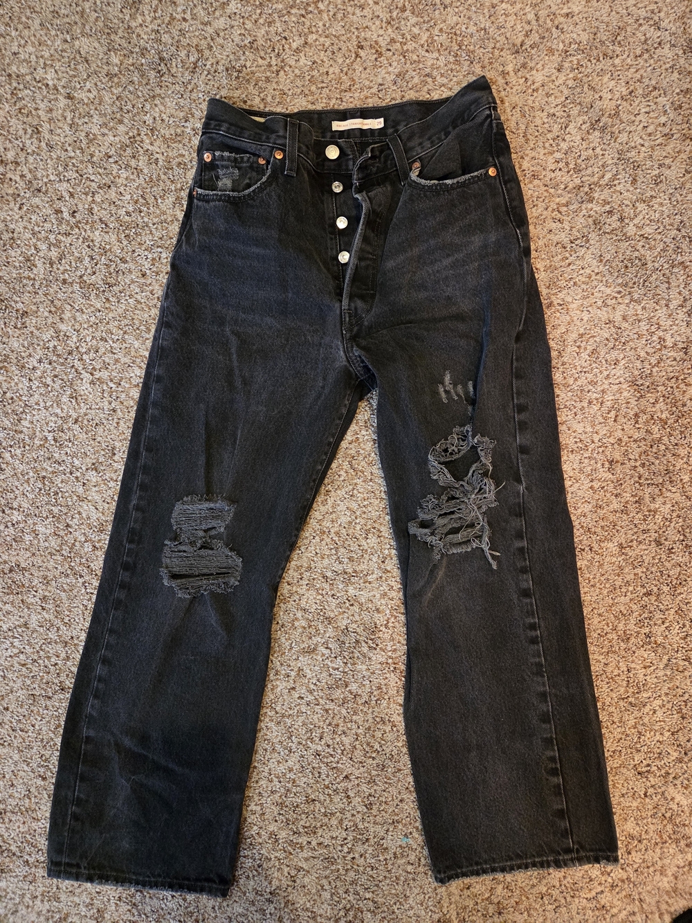 LEVIS Ribcage Straight Ankle Button Fly 29 - Black